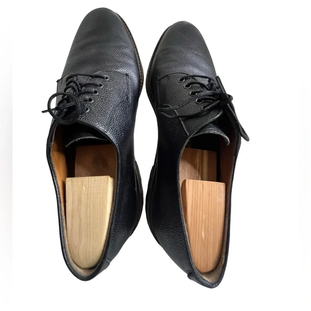 Salvatore Ferragamo Oxford Pebbled Black Leather Shoes Mens Size 11